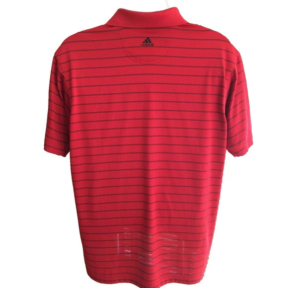Adidas Mens Polo ClimaCool Red Striped Athletic Short Sleeve Golf Shirt Size L - Picture 2 of 6